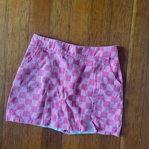Pink checkered mini skirt